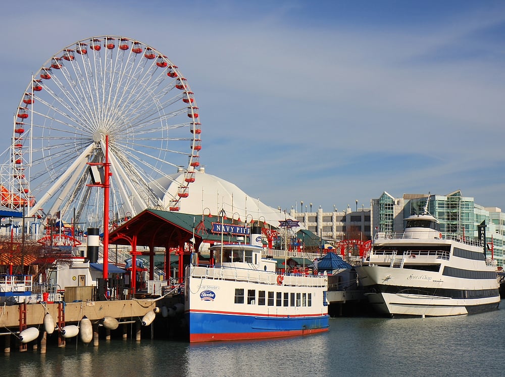 Navy Pier on the shoreline of Lake Michigan